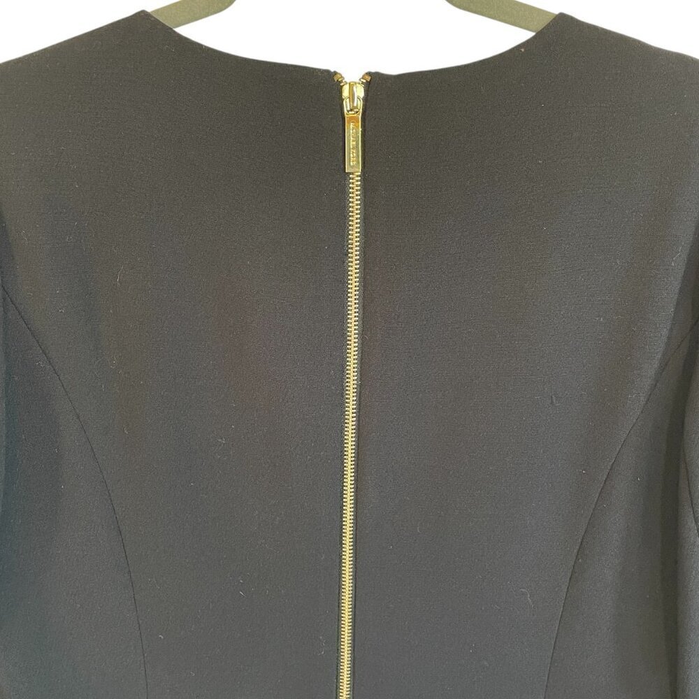 Michael Kors Black 3/4 Sleeve Structured Dress Gold Stud Sz 10 City Party Modern - Picture 9 of 10